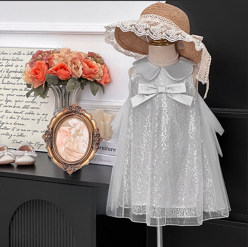 Girls' dress  summer new arrival: baby girl sequin fairy sundress, spaghetti strap princess dress