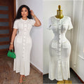 Export women's french tweed style elegance celebrity silm short-sleeved knittingdress beaded fishtail mid-length skirt