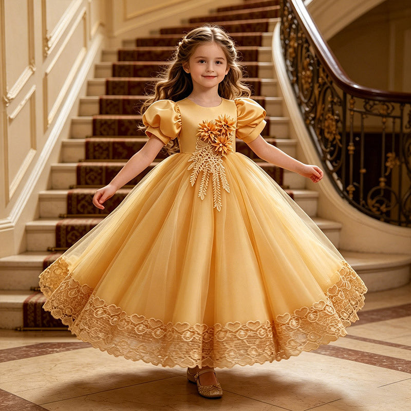 Wholesale girls' formal dresses - long flower girl dresses for weddings - new cross-border children's princess dresses - big kids' clothing - in stock