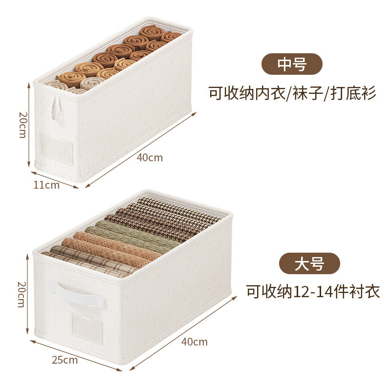 Cotton and linen grid double cover storage box, clothes storage box, household flip cover storage box, oversized toy sorting storage box