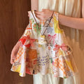 Girls' summer vacation dress  new style toddler baby girl chic tank dress fashion cartoon princess dress