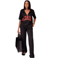 European and american cross-border african women's clothing  spring new fashion casual letter print short sleeve t-shirt top and pants set