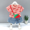 Girls' summer outfit set : trendy and stylish two-piece set for little girls - short sleeve top and shorts - wholesale available
