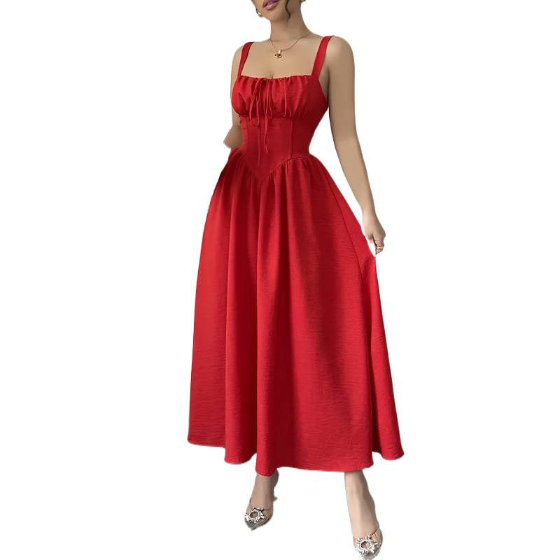 code new arrival  women's original elegance suspender dress neckline decoration tie back