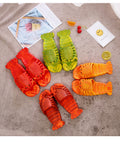 Custom summer men's and women's couple sandals & slippers - family matching cartoon lobster slippers - funny crayfish beach slippers