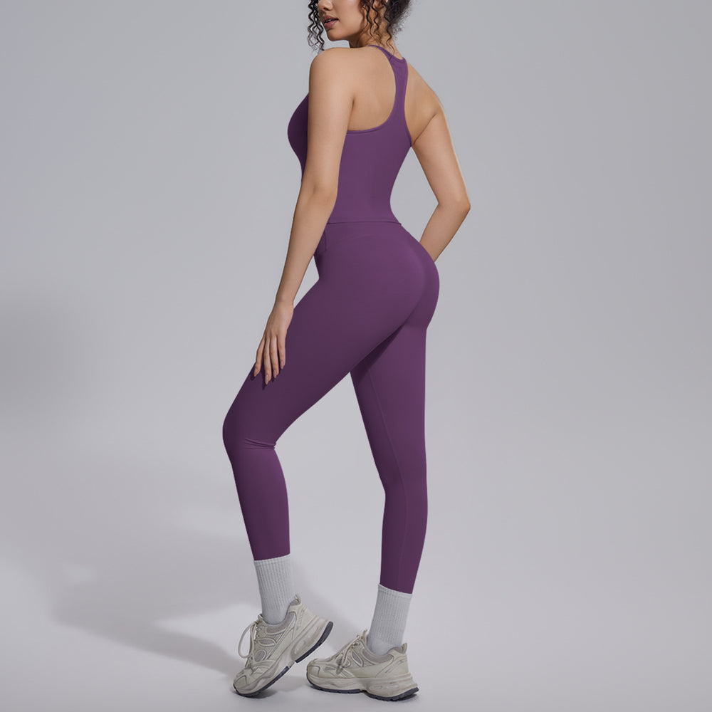 New arrival cross-border fashion double-sided brocade i-shaped beautiful back yoga suit sports running fitness running two-piece set for women