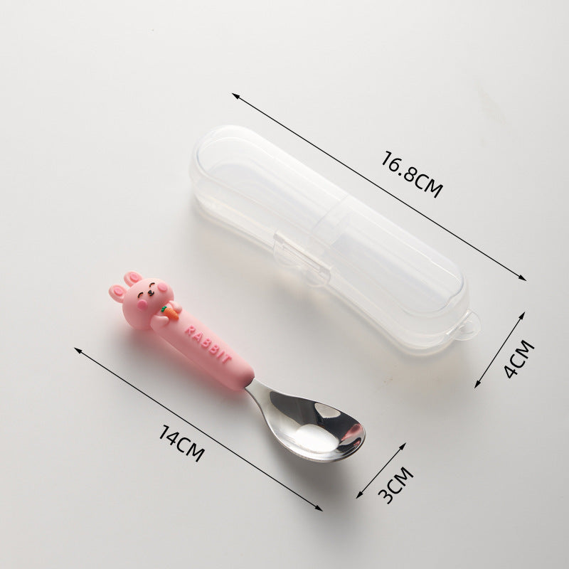 New arrival cute cartoon 316 stainless steel spoon creative oven mitt soft handle ingot spoon good-looking kids spoon