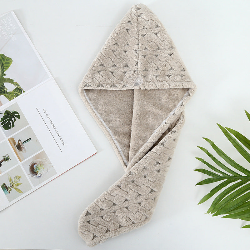 Coral fleece hair drying cap - quick absorption, soft & gentle, fast drying, perforated floral design, women's head wrap - wholesale