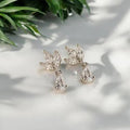 Korean style new fashion elegant copper stud earrings women's earrings high-end inlaid zircon teardrop round pendant earrings