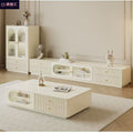 Solid wood coffee table tv cabinet french cream style for home living room floor-standing coffee table tv cabinet modern normcore style side cabinet