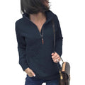 cross-border spring/autumn european and american zip-up pullover quilted sweatshirt knitted long sleeve mock neck pullover with pockets pol