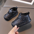 Kids' versatile fleece-lined warm cotton shoes, ages 1-3, autumn/winter thickened soft sole non-slip baby walking shoes, cotton boots for boys and girls
