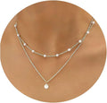 European and american cross-border hot seller: real gold brass electroplated pearl necklace - layered design, double-strand choker for women