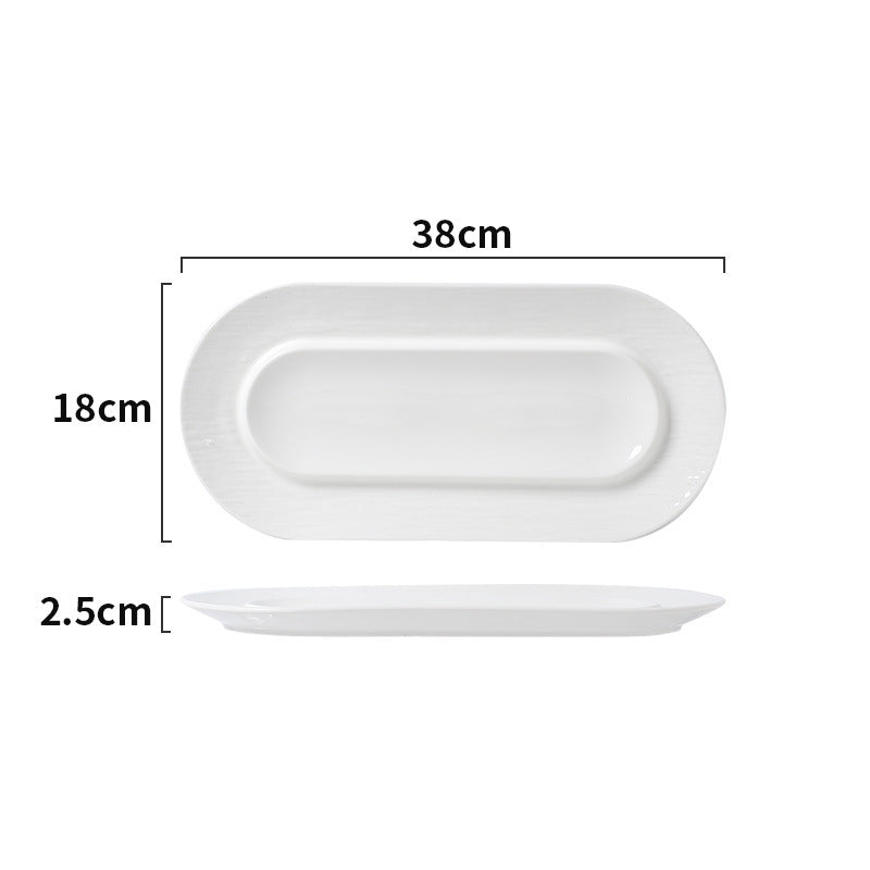 Nordic creative electroplated embossed dinnerware ceramic long plate sushi plate western pastry dessert oval serving tray
