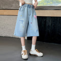 Girls' summer lightweight denim shorts - new  styles - perfect for toddlers and big kids - super cute mid-length shorts