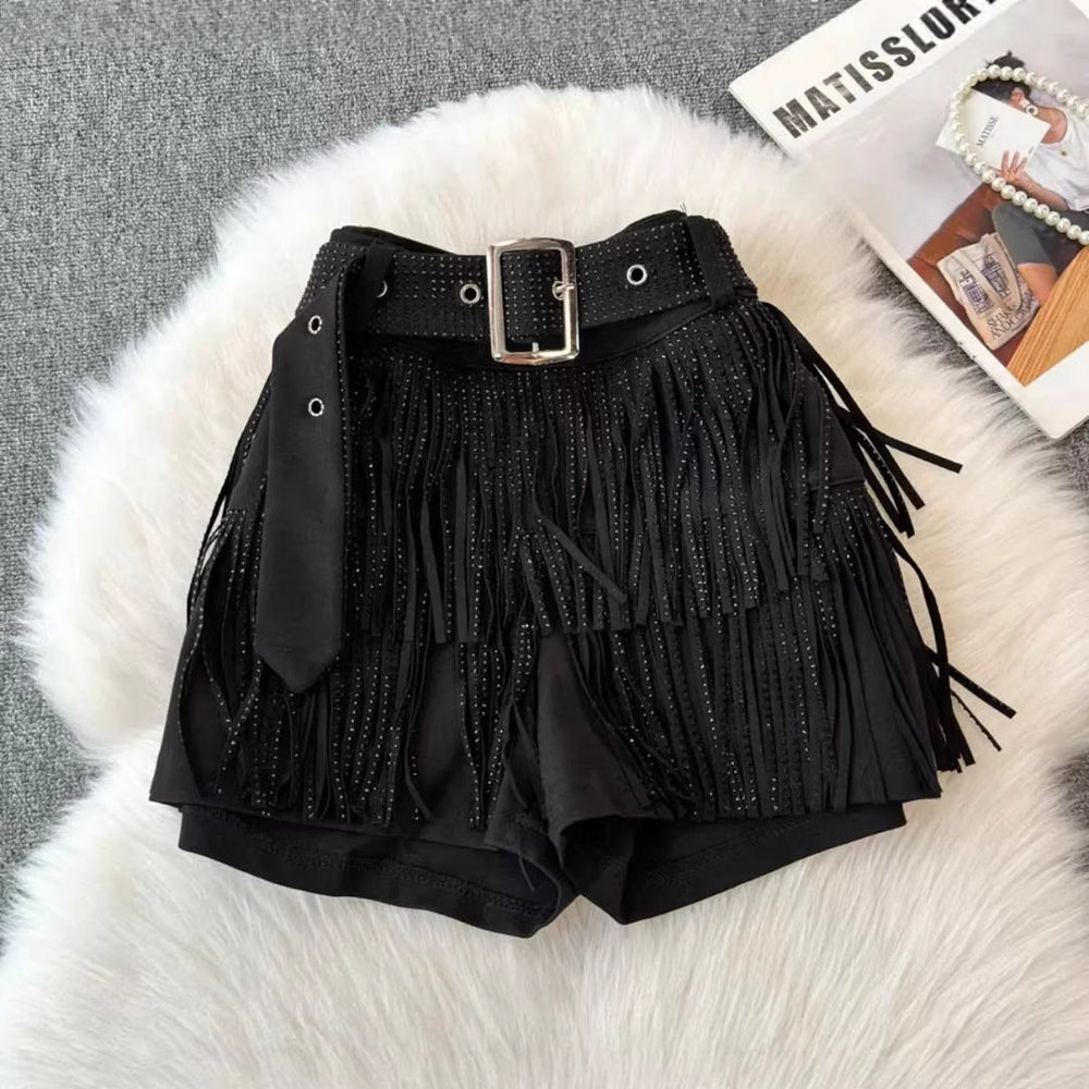 European and american cross-border new arrival:  fashion rhinestone tassel shorts - sexy women's european & american style