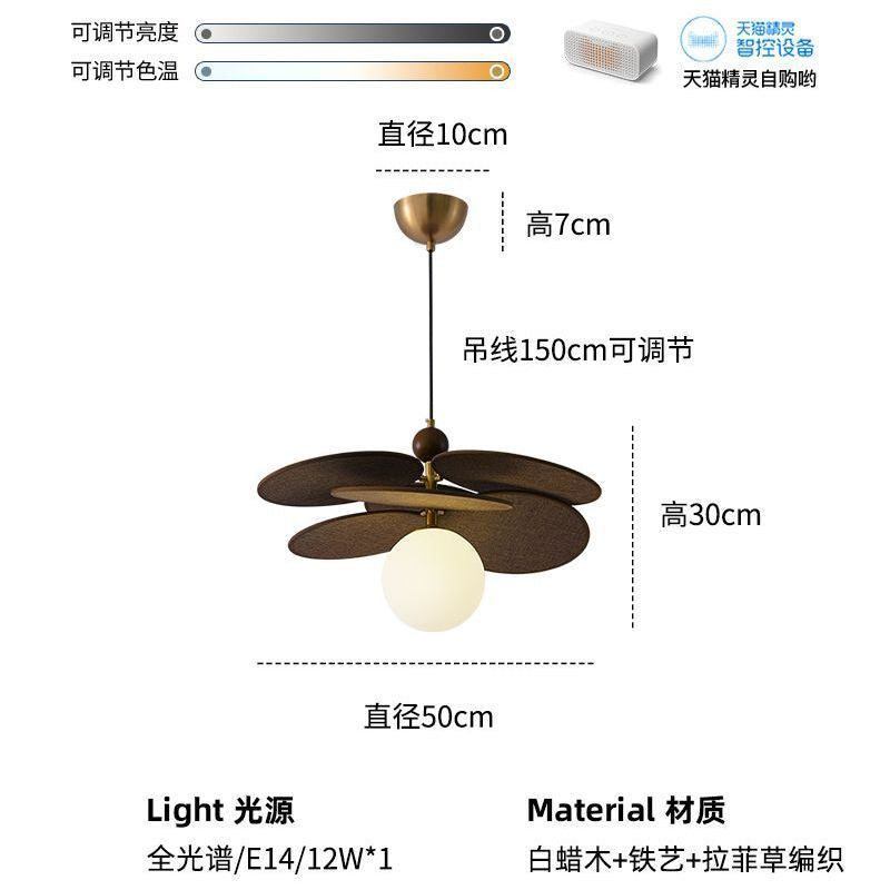 French medieval chinese ancient style rattan lamp restaurant japanese retro dining table chandelier bedroom master bedroom study balcony