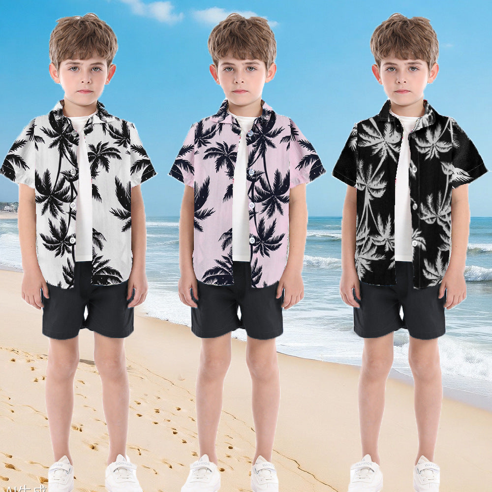 Boys' beach outfit set - summer casual sanya travel short sleeve shirt & shorts - new kids' hawaiian style clothing
