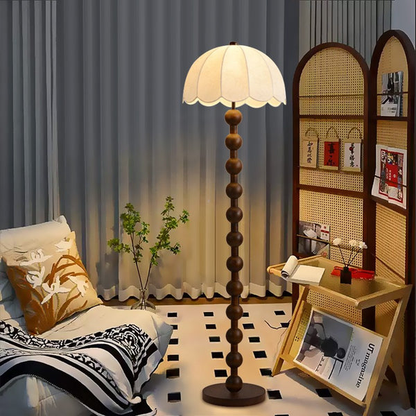 French retro solid wood floor lamp living room sofa decoration atmosphere lamp bedroom eye protection bedside vertical table lamp