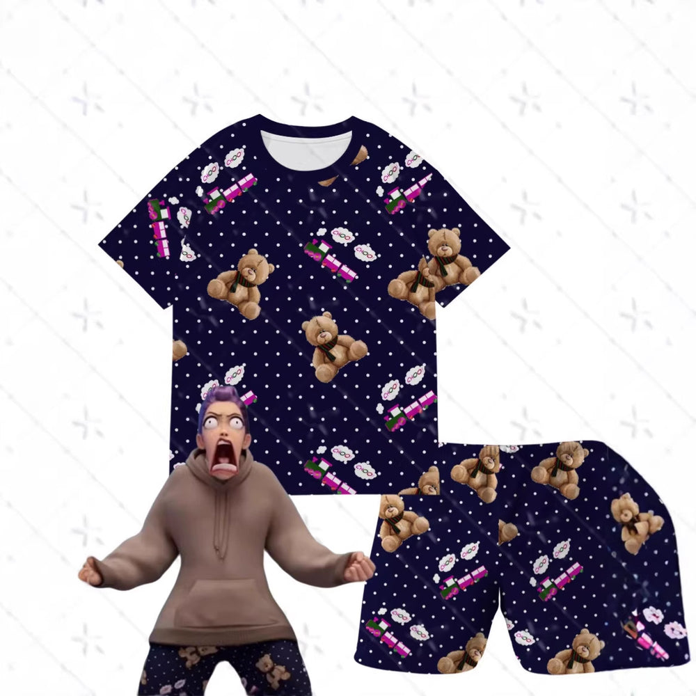 new k-pop demon slayer girl group short sleeve & shorts cartoon anime merchandise kids' pajama set loungewear