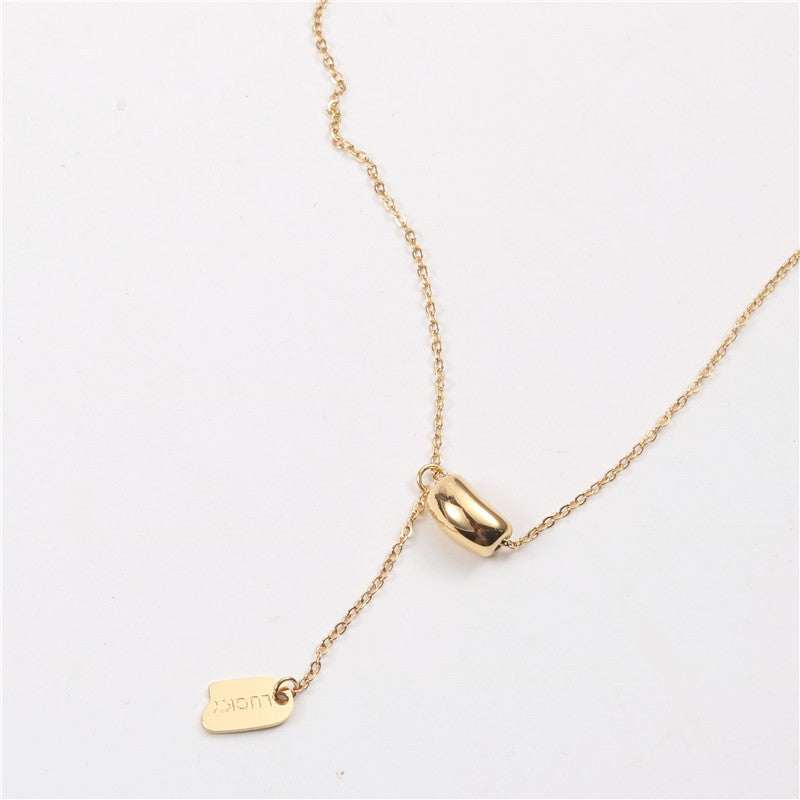 Lentil lucky tassel titanium steel necklace for women accessible luxuryniche style clavicle chain for women sense of design classycasual accessories ins