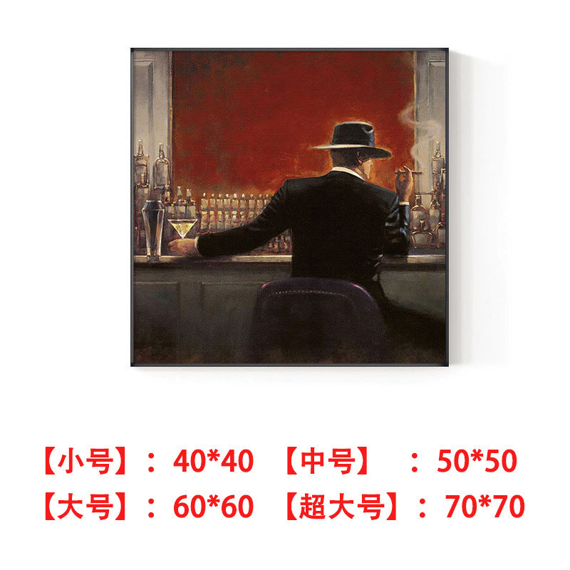 Bar decorative painting industrial style retro nostalgic beautiful woman oil painting box sofa background wall western restaurant red wine hanging painting