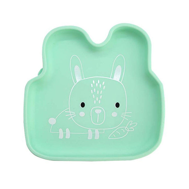 Cross-border children's silicone dinner plate baby partition plate complementary food bowl suction cup anti-drop animal shape silicone tableware