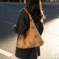 new arrivalcut out frosted bag women's niche style design casual shoulder bag retro large capacity tote bag for women