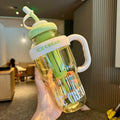 Summer's hottest selling women's high-style insulated tumbler! large capacity, portable, with straw, plastic cup, cute belly design, and handle