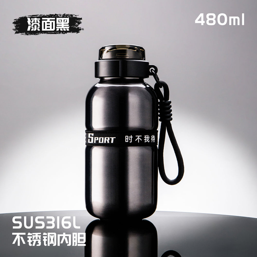 High-style 316 stainless steel dual-drink insulated tumbler with outdoor cycling handle – one-hand open, keeps drinks hot or cold