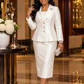 Autumn new arrival: elegant satin dress set - 3d embossed jacquard mandarin collar slim-fit church & banquet two-piece outfit