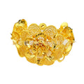 Middle eastern dubai gold women's statement flower bracelet, adjustable size brazilian wedding bridal party gift