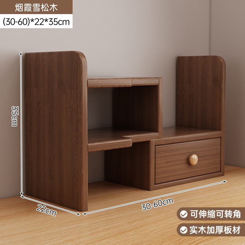 Solid wood core desktop bookshelf dormitory desktop storage office station storage simple corner multi-layer telescopic bookcase