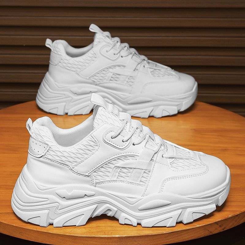 Men's spring mesh breathable trendy brand versatile athletic casual shoes men's thick sole hidden heel dad shoes