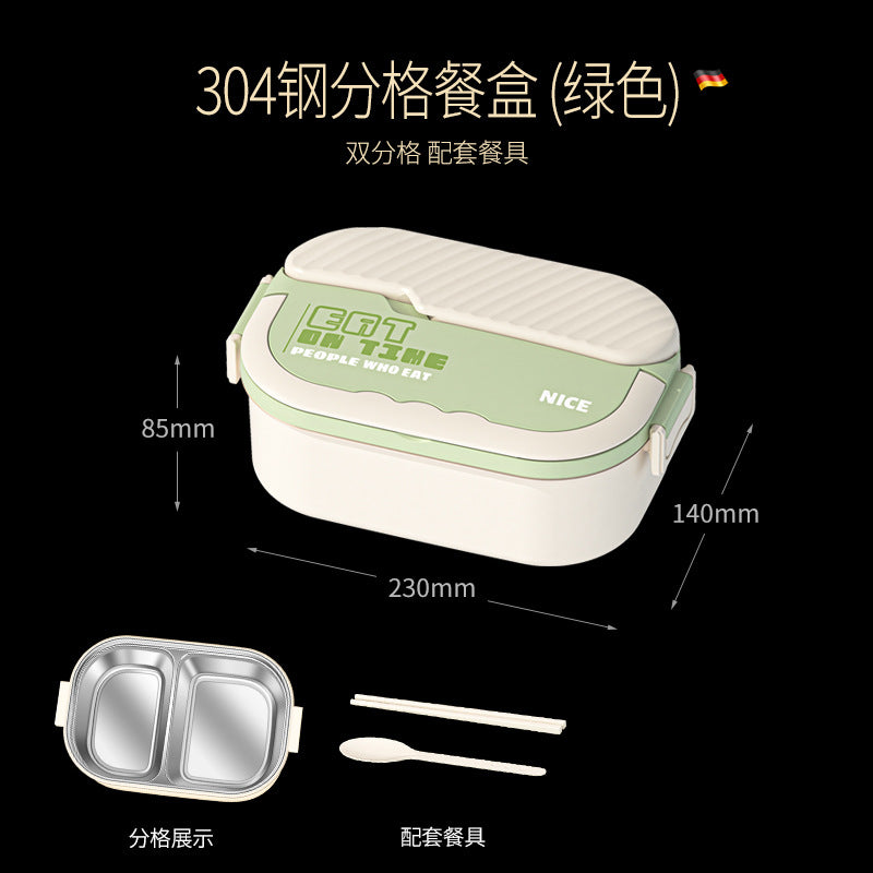 304 stainless steel thermal insulation lunch box Office workers can microwave oven heating large-capacity lunch box student grid bento box