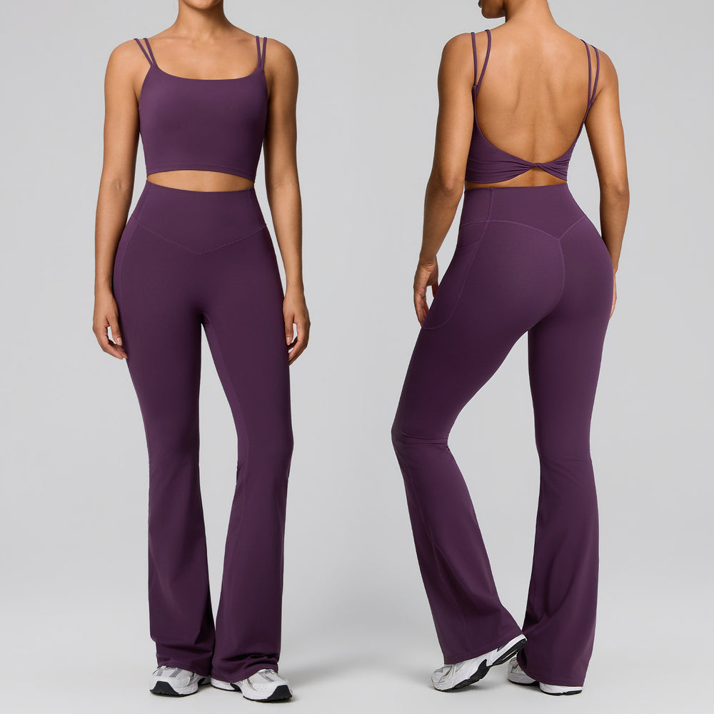 new women's activewear set: quick-dry running workout two-piece, pilates wide-leg yoga outfit