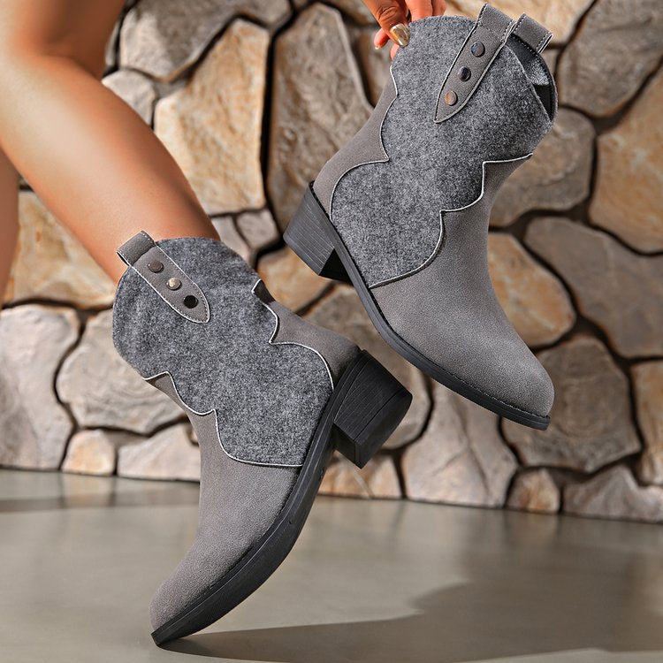 Plus sizeexportexportfall and winternew arrivalladies plus sizecasualfashion short boots pointed toe gray women's shoes