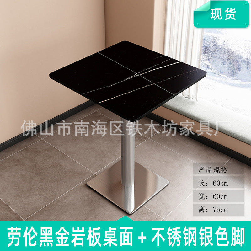 Customized commercial slate dining table simple table bar milk tea fast food restaurant canteen rectangular table apartment negotiation table and chairs