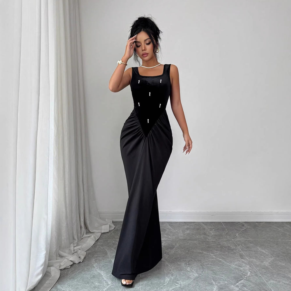 Amazon cross-border fashionable sexy suspender dress elegant long dress
