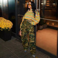 European and american style camouflage pants -  cross-border women's winter new arrivals - street fashion multi-pocket straight-leg jeans