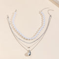 European and american cross-border e-commerce new jewelry exaggerated pearl layered necklace personalized irregular alloy diamond pendant for women