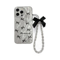Feather yarn silver suitable for apple 16pro black bow mobile phone case iphone12/14 heart bracelet hard protective case