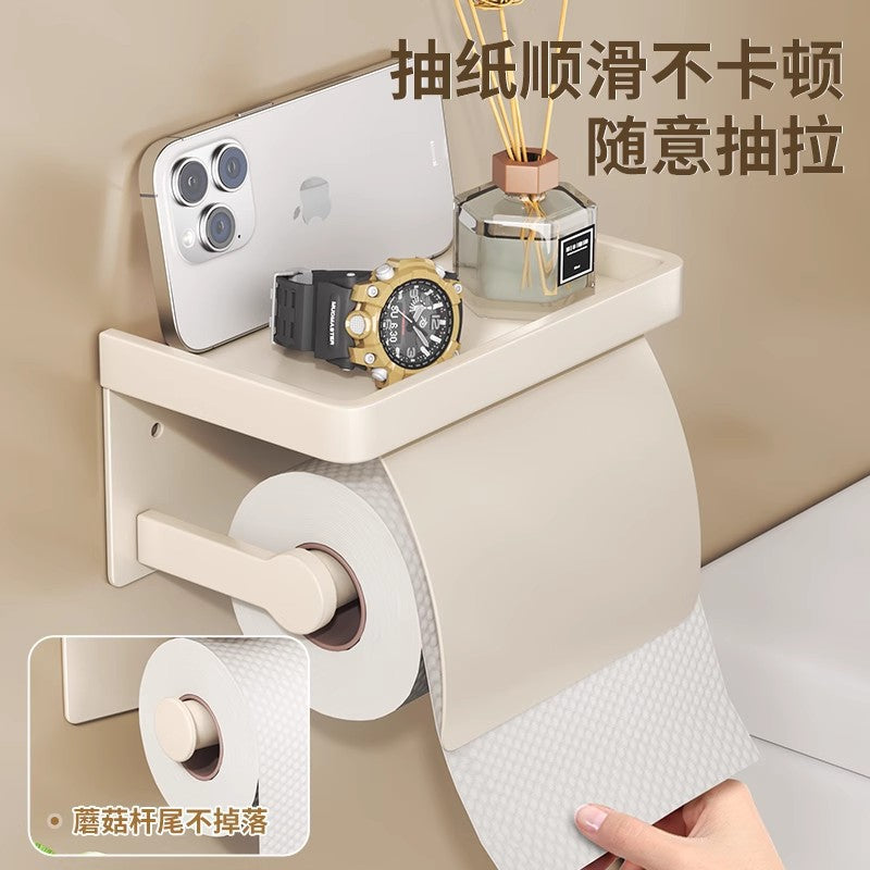 Cream wind toilet tissue box wall-mounted toilet tissue holder bathroom non-punching waterproof toilet paper box roll holder