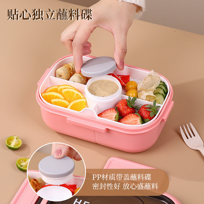Cross-border microwave oven heating bento box convenient lunch box student lunch box fruit food grade grid fresh-keeping box