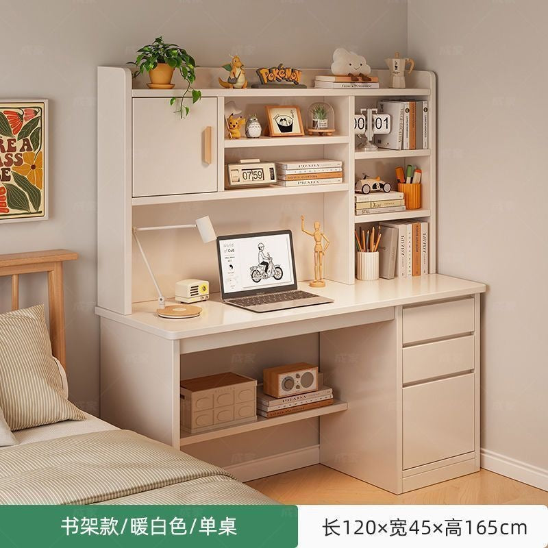 Nordic student desk with bookshelf - all-in-one home bedroom desktop computer desk - assembled study table for elementary school students - writing desk