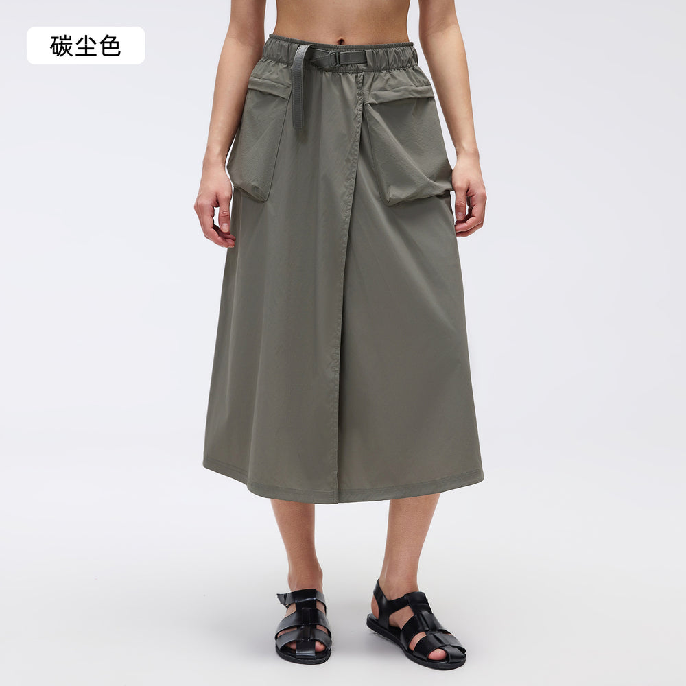Women's active skirt - summer casual versatile cargo skirt - outdoor water-resistant large pocket midi skirt d26048