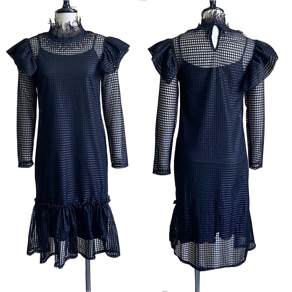 D162   new cross-border women's fashion hollow-out long sleeve cover-up camisole dress two-piece set, european and american style dress