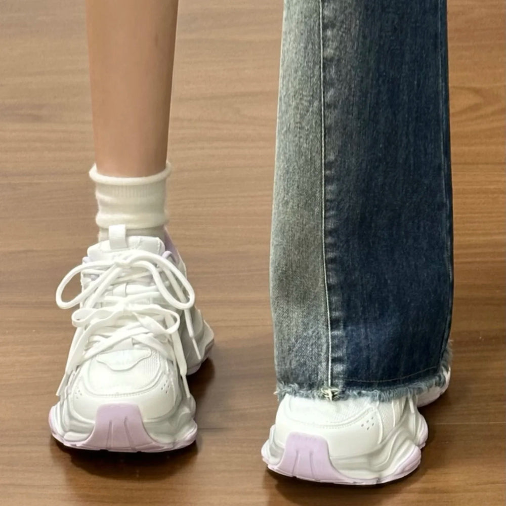 Mesh breathable chunky platform sneakers for women, 2026 spring/autumn new collection, petite-friendly, slimming, versatile casual athletic shoes