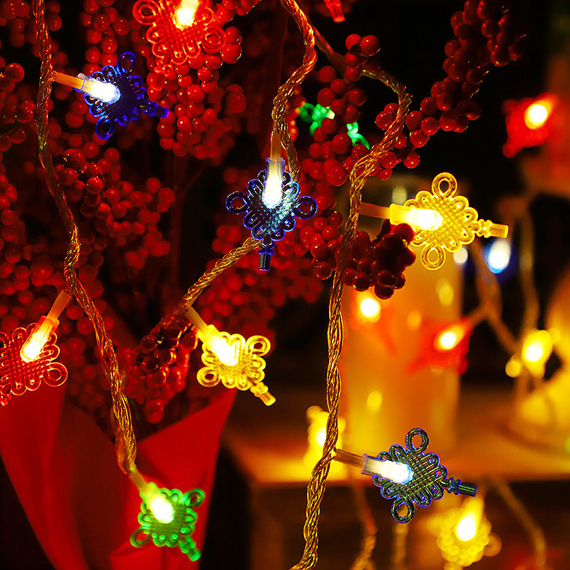LED light string Chinese knot small lanterns flashing lights string lanterns Spring Festival New Year holiday arrangement Lantern Festival hanging lights
