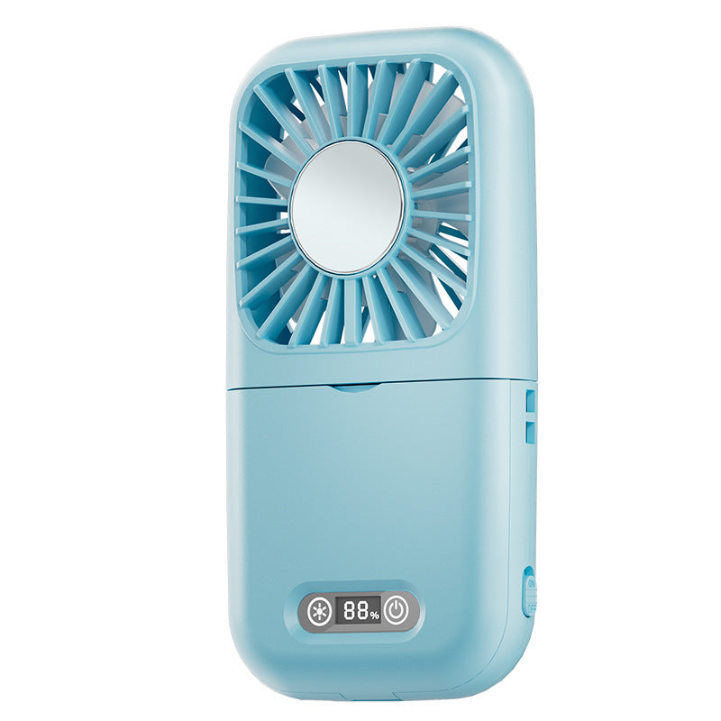 Hanging neck handheld fan foldable portable usb charging fan desktop stand outdoor makeup mirror small fan wholesale